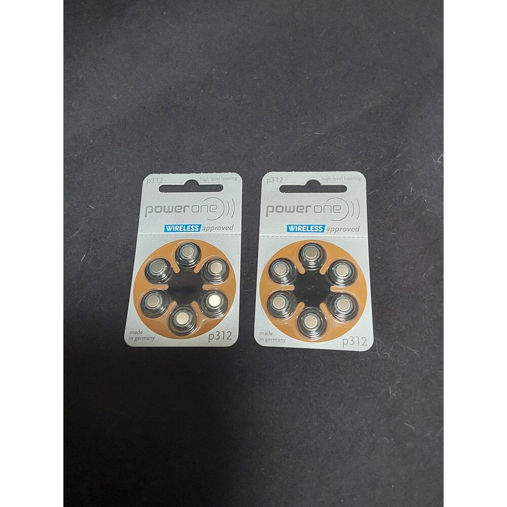 Power one high hearing batteries 2 cards 12 count model P312 wireless approved